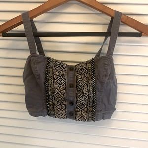 Urban outfitters Embroidered Crop With Buttons
